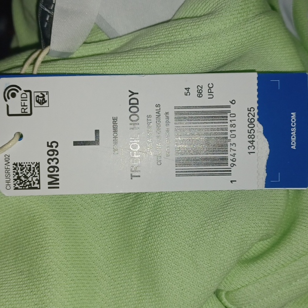 Adidas Originals Trefoil Hoodie Semi Green Spark NWT - Picture 6 of 6